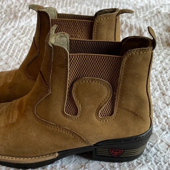 Rodeo Chelsea Square Toe Tan Western Boots with Embroidered Design - Picture 6 of 16